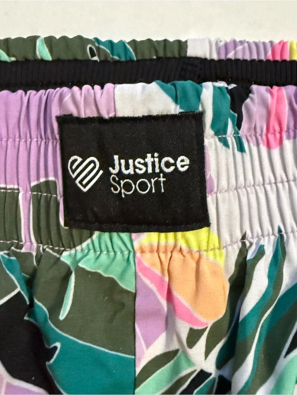 Justice Floral Black, Purple & Mint Layered Active Shorts